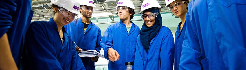 Group of students in hardhats